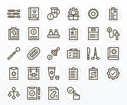 Procedure Comprehensive Bundle with 28 Pixel Aligned Bold Line Retina Ready Icons vector
