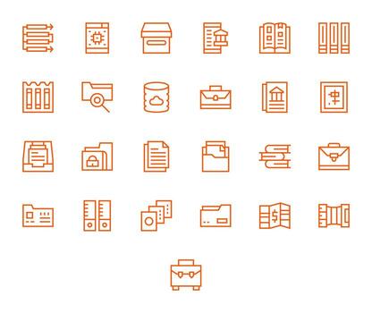 25 Regular Line Icons designed for Documents in Retina Ready Pixel Optimized format vector