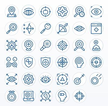 35 Regular Line Pixel Aligned Icons for Focus Graphics vector