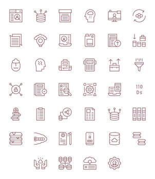 40 píxel optimizado íconos temática alrededor datos administración en 256x256 Delgado línea formato vector