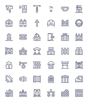 42 Retina Ready Icons for Exterior in Pixel Optimized Regular Line Format vector