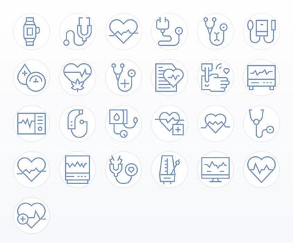 Pulse Retina Ready Icon Pack with 25 Regular Line Display Perfect Elements vector