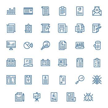 35 regular línea píxel Perfecto íconos a la medida para reporte 64 x 64 interfaz vector