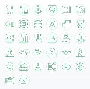 32 Thin Line Pixel Optimized Vectors for Pipeline Theme
