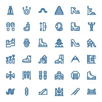 Climbing 128x128 Icon Pack with 36 Bold Line Pixel Optimized Elements vector