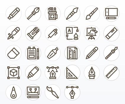 28 128x128 negrita línea íconos optimizado para dibujo herramienta detalle mejorado monitor vector