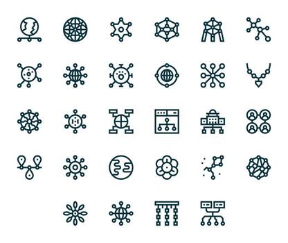 28 256x256 negrita línea íconos para Enlaces con píxel optimizado precisión vector