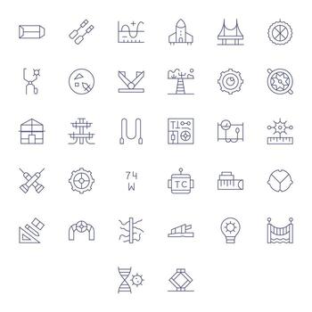 32 Thin Line Icons from Engineering in High Resolution Detail Enhanced Quality vector