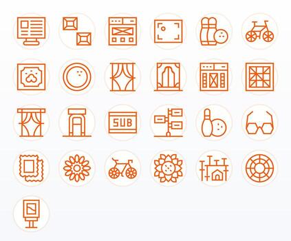 Frame Complete Package with 25 Retina Ready Regular Line PIXEL Perfect Icons vector