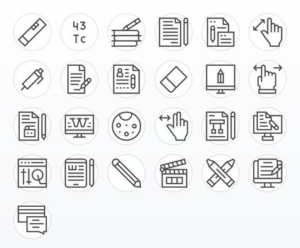25 256x256 regular línea íconos optimizado para edición píxel Perfecto monitor vector
