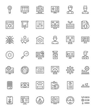 42 Regular Line Pixel Aligned Vectors for Dashboard Theme