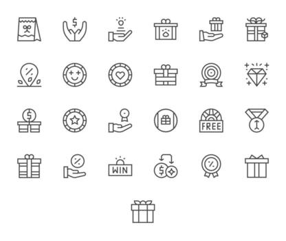 25 íconos para prima presentando retina Listo píxel optimizado regular línea gráficos vector