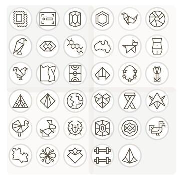 Regular Line Style Shape Icons with 35 64x64 Pixel Optimized Designs vector