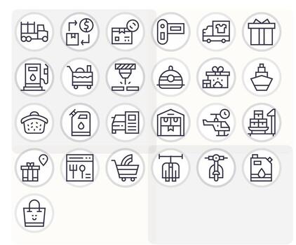 Delivery Graphics featuring 25 Regular Line Pixel Optimized 256x256 Designs vector