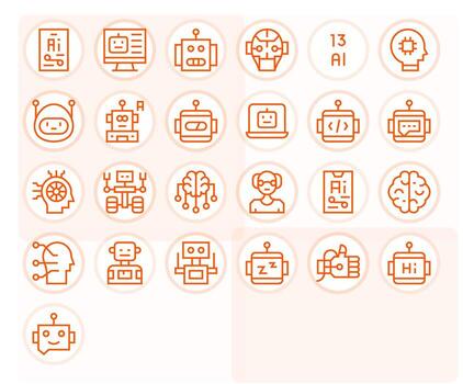 25 editable regular línea íconos diseñado para artificial inteligencia interfaz vector