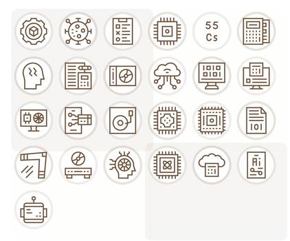 Data Processing Modern Collection with 25 Regular Line High Resolution Grid Fitted Icons vector