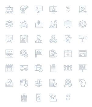 40 Thin Line Icons from Project in High Resolution Pixel Aligned Quality vector