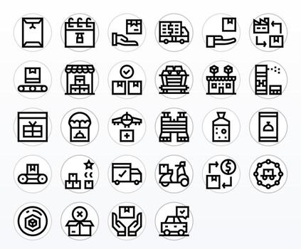 28 Bold Line Icons from Shipment in High Resolution Grid Fitted Quality vector