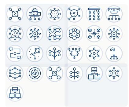 25 nodos píxel Perfecto íconos en 256x256 regular línea estético vector