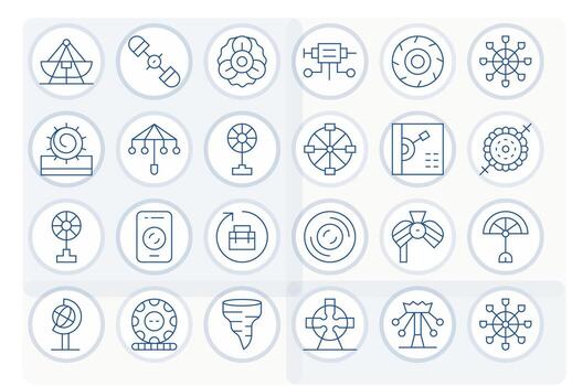 24 píxel optimizado Delgado línea íconos diseñado para giratorio interfaz vector