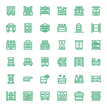 36 256x256 Icons for Shelving in Pixel Optimized Bold Line Format vector