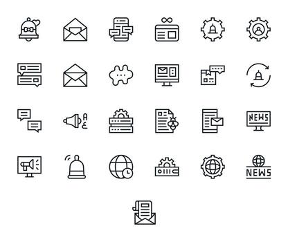 25 retina Listo íconos para actualizaciones en monitor Perfecto regular línea formato vector