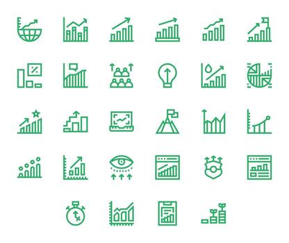 Rising Design Icons featuring 28 Pixel Optimized Bold Line Style vector