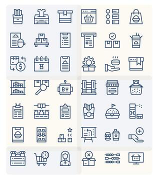 42 128x128 Regular Line Icons optimized for Order Grid Fitted display vector