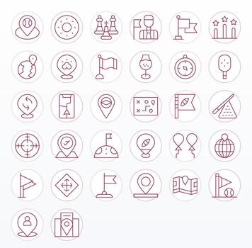 Position 128x128 Icon Pack with 32 Thin Line Display Perfect Elements vector