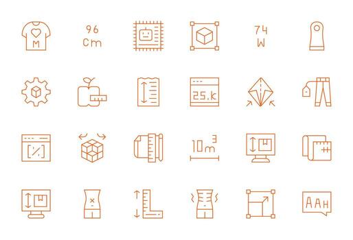 24 256x256 Thin Line Icons optimized for Size Editable display vector