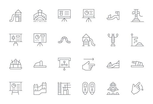 24 Icons for Slide featuring 64x64 Grid Fitted Thin Line Graphics vector