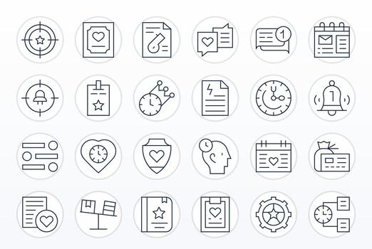 24 PIXEL Perfect Thin Line Icons designed for Priority Interface vector