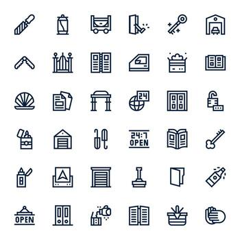 36 Pixel Aligned 256x256 Icons for Open in elegant Bold Line design vector