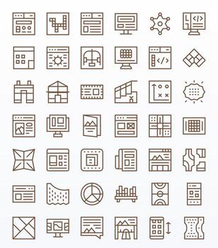 Layout Graphics Pack including 42 Regular Line 128x128 Grid Fitted Icons vector