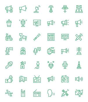 42 256x256 Regular Line Icons for Broadcast with Pixel Aligned precision vector