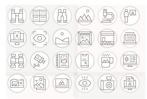 View Premium Bundle with 24 128x128 Pixel Optimized Thin Line Icons vector