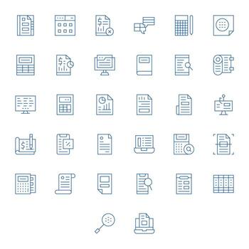 32 Icons for Spreadsheet optimized in PIXEL Perfect High Resolution Thin Line resolution vector