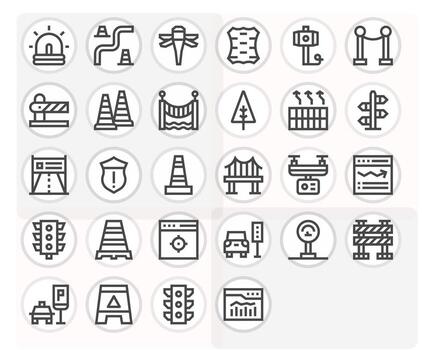 28 Icons for Traffic featuring 128x128 Pixel Optimized Bold Line Graphics vector
