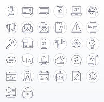 32 Thin Line Editable Icons tailored for Notification High Resolution interface vector