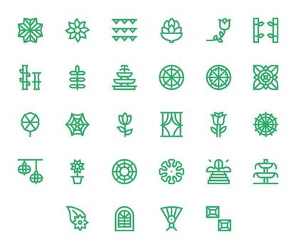 Ornamental Icon Toolkit featuring 28 Display Perfect High Resolution Bold Line elements vector