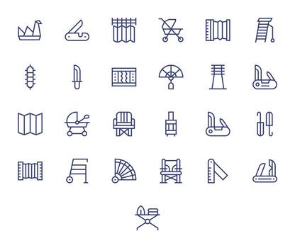 25 Icons for Folding optimized in Pixel Optimized 128x128 Regular Line resolution vector