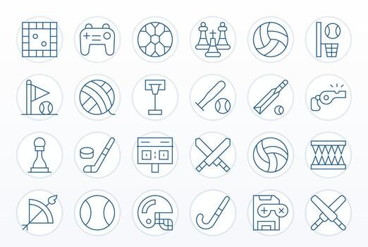 24 Thin Line Icons from Gameplay in 64x64 Pixel Optimized Quality vector