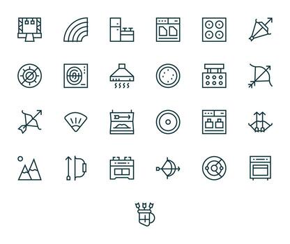 Regular Line Pixel Optimized Icons from Range Set with 25 128x128 Icons vector
