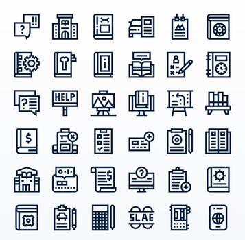 Documentation featuring 36 High Resolution Icons in Bold Line Design vector