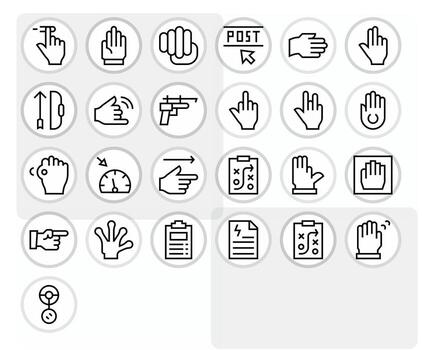 Action Design Icons featuring 25 Display Perfect Regular Line Style vector