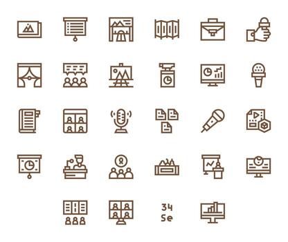 28 Pixel Optimized Bold Line Icons designed for Presentation Interface vector