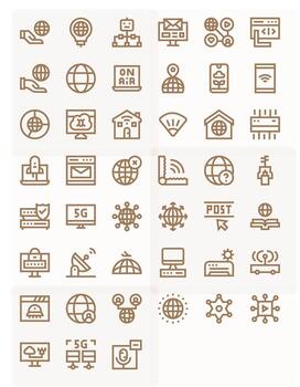 Internet Visual Pack containing 45 Bold Line Display Perfect Icons vector