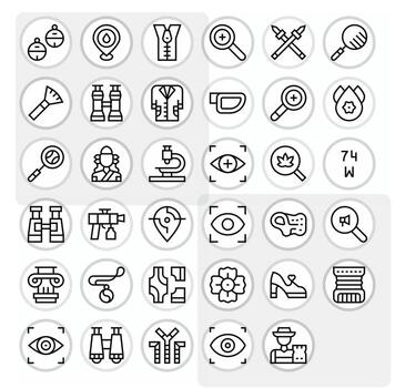 Detail Design Icons featuring 35 Pixel Optimized Regular Line Style vector