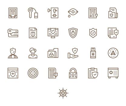 Protected Data Digital Pack containing 25 PIXEL Perfect Regular Line 256x256 Icons vector