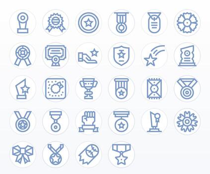 Commendation Icon Toolkit featuring 28 Editable 64x64 Bold Line elements vector